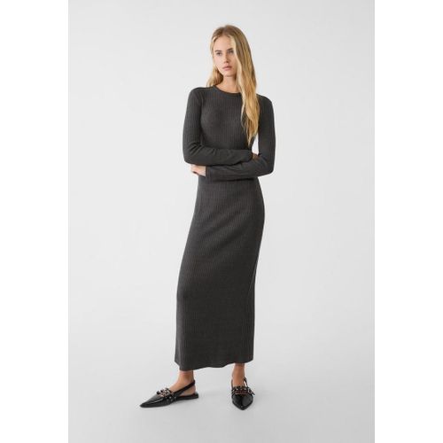 Stradivarius Robe Midi En Maille Gris Marengo Xs