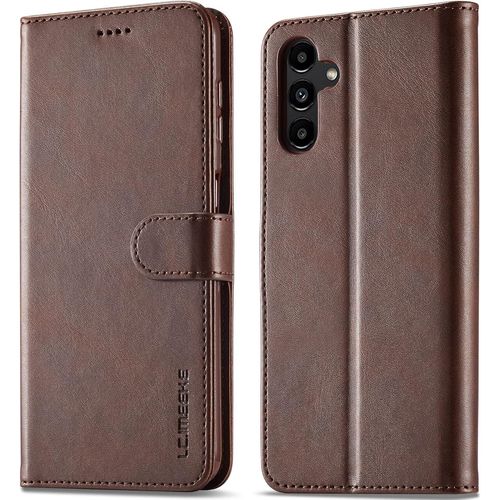 Kal-Coque Pour Samsung Galaxy A54 5g, Etui Coque Clapet À Rabat Portefeuille Cuir Avec Porte Carte Magnétique Support Case Housse Protection Flip Cover Étui Coque Pour Samsung Galaxy A54 5g,Marron