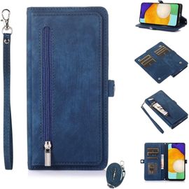 Kal-Esong Coque Pour Samsung Galaxy S23,Etui En Cuir Pu Portefeuille Flip Case Antichoc Housse Avec [Fentes De Cartes][Fonction Support][Fermeture Magnétique][Lanyard Dragonne],Bleu