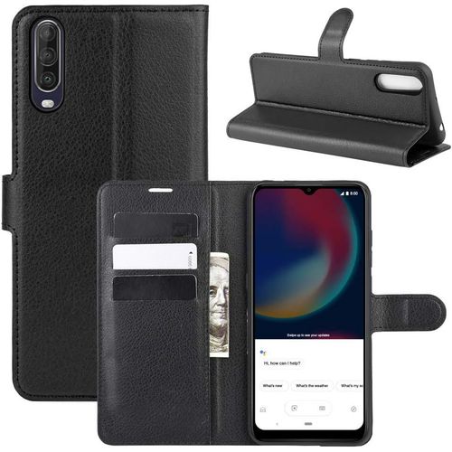 Kal-Coque Wiko View 4 / View 4 Lite, Antichoc Portefeuille Étui Housse En Cuir À Rabat Flip Cover Case Avec Silicone Bumper, Porte Carte, Béquille, Boucle Magnétique Pour Wiko View 4, Noir
