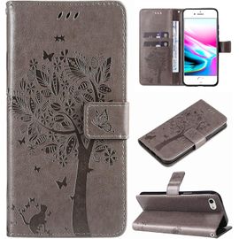 Kal-Coque Pour Iphone Se 2022 / Iphone Se 2020 / Iphone 8 / Iphone 7 Etui Housse Coque En Cuir Avec Motif Porte Carte Portefeuille À Rabat Magnétique Flip Case Cover Antichoc Étui Coque,Gris