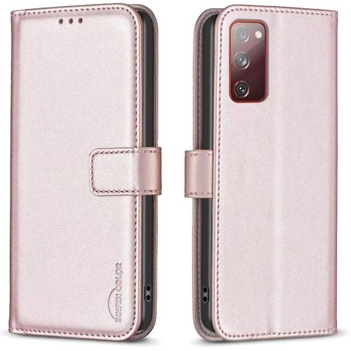 Kal-Pour Samsung Galaxy S23 Plus Coque, Étui Portefeuille En Cuir, Housse Avec Rabat De Protection Fentes Pour Cartes Béquille Et Dragonne, Stand Fonction-Or Rose