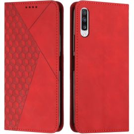 Kal-Coque Pour Samsung Galaxy A50, Premium Flip Housse Étui Protection Rabat Clapet Portefeuille Phone Cover Magnétique [Porte Cartes] Antichoc Béquille Cover (Rouge)