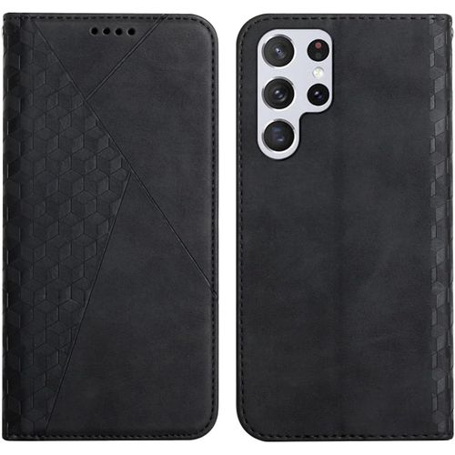 Kal-Coque Pour Samsung Galaxy S23 Ultra, Premium Flip Housse Étui Protection Rabat Clapet Portefeuille Phone Cover Magnétique [Porte Cartes] Antichoc Béquille Cover (Noir)
