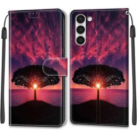Kal-Coque Samsung Galaxy S23, Housse Samsung S23, Etui Premium Housse En Cuir Pochette Protection Portefeuille Rabat Clapet Case Porte Carte Magnétique Étui Antichoc Cover (Crépuscule)