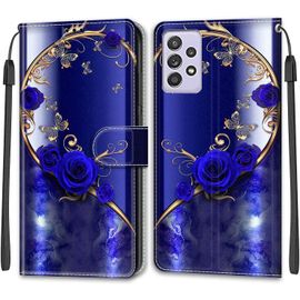 Kal-Coque Samsung Galaxy A52 4g/A52 5g/A52s 5g, Etui Premium Housse En Cuir Pochette Protection Portefeuille Rabat Clapet Case Porte Carte Magnétique Étui Antichoc Cover (Papillon 1)