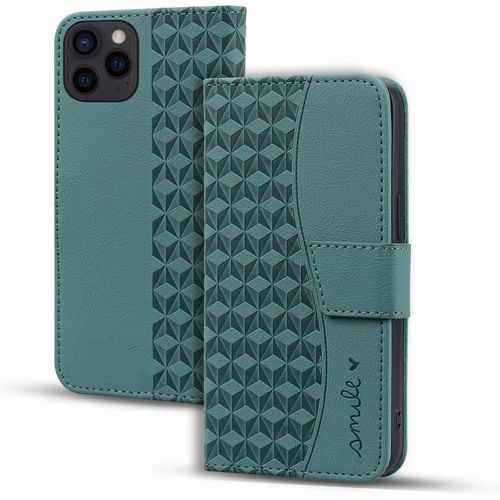 Kal-Coque Pour Iphone 15 Pro Étui Haute Qualité Cuir Pu Magnétique Protection Housse Avec Fente Pour Carte Pour Iphone 15 Pro - Vert