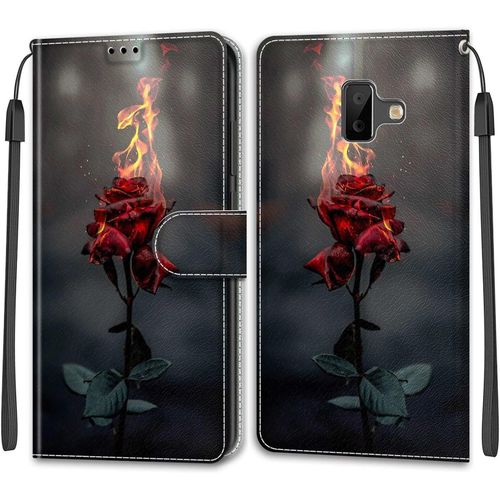 Kal-Coque Samsung Galaxy J6 Plus 2018/J6 Prime, Etui Premium Housse En Cuir Pochette Protection Portefeuille Rabat Clapet Case Porte Carte Magnétique Étui Antichoc Cover (Rose)