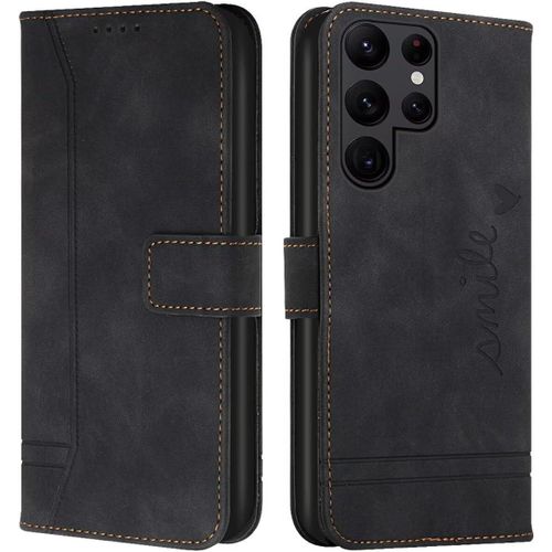 Kal-Cqkob Coque Pour Samsung Galaxy A54 5g Housse Etui Portefeuille Cuir Multifonction Fermeture Magnétique À Clapet Anti-Noir