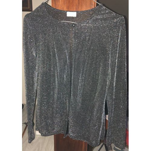 Veste D'appoint Pour Les Fêtes - Anthracite/Noir Avec Petites Paillettes - T. 2 (40-42) - Longues Manches