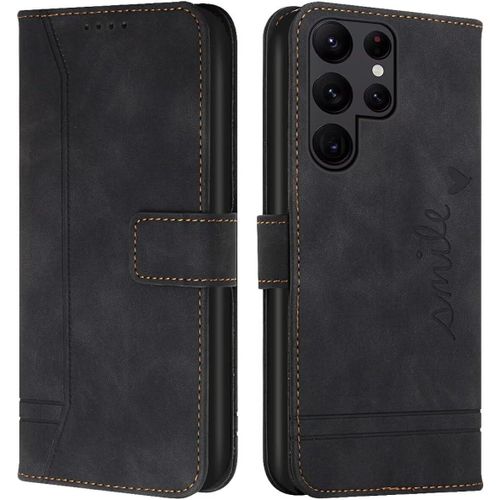 Kal-Cqkob Coque Pour Samsung Galaxy S24 Housse Etui Portefeuille Cuir Multifonction Fermeture Magnétique À Clapet Anti-Noir