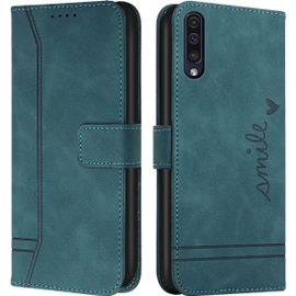 Kal-Cqkob Coque Pour Samsung Galaxy A50/A50s/A30s Housse Etui Portefeuille Cuir Multifonction Fermeture Magnétique À Clapet Anti-Vert Armée