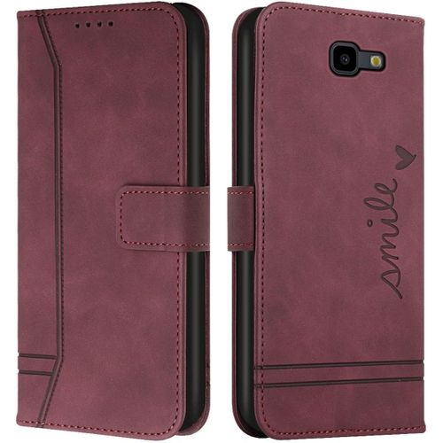 Kal-Cqkob Coque Pour Samsung Galaxy A3 2017/A320 Housse Etui Portefeuille Cuir Multifonction Fermeture Magnétique À Clapet Anti-Bourgogne