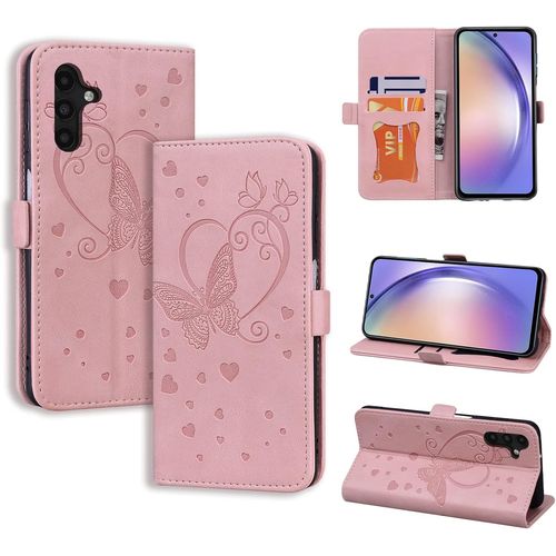 Kal-Coque Samsung Galaxy A54, Étui Samsung A54, Antichoc Étui Housse Protection En Cuir Magnétique Flip Case Portefeuille Etui En Protecion Pour Samsung Galaxy A54 5g, Rose