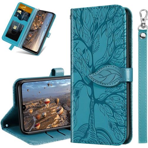 Kal-Coque Pour Samsung Galaxy Note 20 Ultra Rabat Étui, Samsung Note 20 Ultra Protection Housse En Cuir Pu, Coques Portefeuille Pour Samsung Galaxy Note20 Ultra 4g/ 5g. Rx2 Tree Blue
