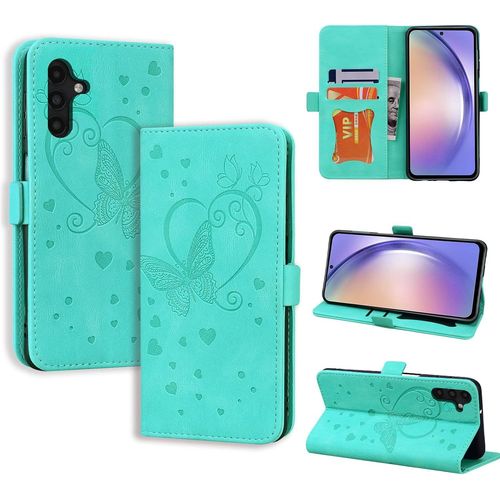 Kal-Coque Samsung Galaxy A54, Étui Samsung A54, Antichoc Étui Housse Protection En Cuir Magnétique Flip Case Portefeuille Etui En Protecion Pour Samsung Galaxy A54 5g, Vert