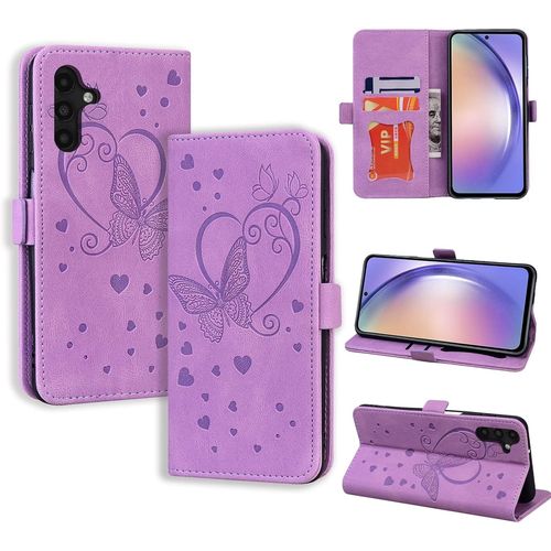 Kal-Coque Samsung Galaxy A54, Étui Samsung A54, Antichoc Étui Housse Protection En Cuir Magnétique Flip Case Portefeuille Etui En Protecion Pour Samsung Galaxy A54 5g, Violet