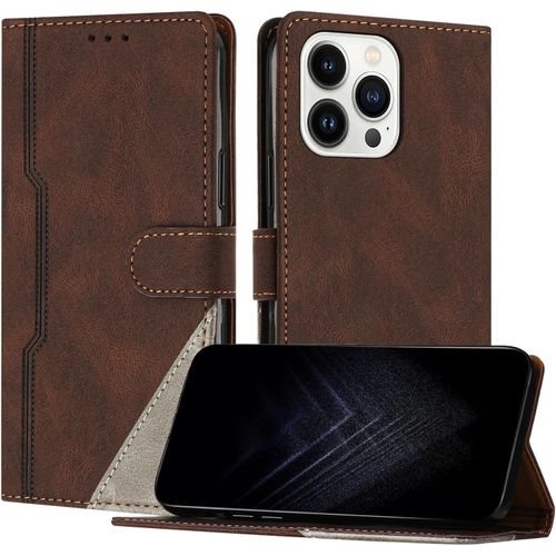 Kal-Étui Pour Iphone 15 Pro (6,1 Pouce), Housse En Cuir Pu Avec [Protection Antichoc Tpu] [Fonction Support] [Porte-Cartes ] Antichoc Magnétique Coque Pour Iphone 15 Pro - Marron