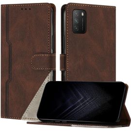 Kal-Étui Pour Xiaomi Poco M3/Redimi 9t/Redimi 9 Power, Housse En Cuir Pu Avec [Protection Antichoc Tpu] [Fonction Support] [Porte-Cartes ] Antichoc Magnétique Coque Pour Xiaomi Poco M3 - Marron