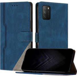 Kal-Étui Pour Xiaomi Poco M3/Redimi 9t/Redimi 9 Power, Housse En Cuir Pu Avec [Protection Antichoc Tpu] [Fonction Support] [Porte-Cartes ] Antichoc Magnétique Coque Pour Xiaomi Poco M3 - Bleu
