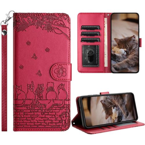 Kal-Coque Pour Galaxy S25 Edge 5g Étui De Protection [Etui À Rabat] [Pochette De Portefeuille] [Fermeture Magnétique] Housse Premium En Cuir Pu Portefeuille Pour Samsung S25 Edge Rose Rouge