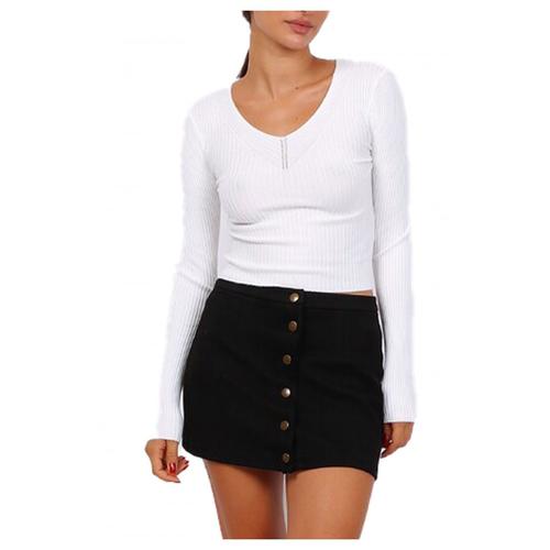 Pull Col V Ecru Femme