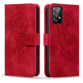 Kal-Coque Pour Samsung Galaxy A52/A52s Attrape Rêves Cuir Pu Étui Avec Magnétique Fonction Stand Portefeuille Housse Pour Galaxy A52s Rouge Dreamcatcher