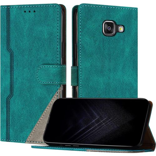 Kal-Étui Pour Samsung Galaxy A310 / A3 2016, Housse En Cuir Pu Avec [Protection Antichoc Tpu] [Fonction Support] [Porte-Cartes ] Antichoc Magnétique Coque Pour Galaxy A310 - Vert