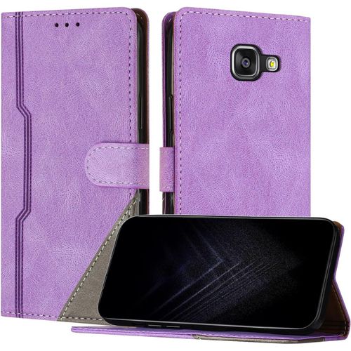 Kal-Étui Pour Samsung Galaxy A310 / A3 2016, Housse En Cuir Pu Avec [Protection Antichoc Tpu] [Fonction Support] [Porte-Cartes ] Antichoc Magnétique Coque Pour Galaxy A310 - Violet