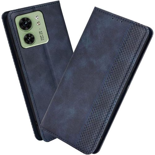 Kal-Housse Pour Telephone Motorola Edge 40 5g Etui, Pu/Tpu Retourner Cuir Coque Magnétique Portefeuille, Bleu