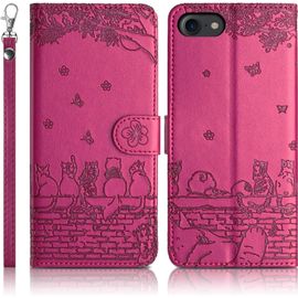 Kal-Coque Pour Iphone Se 2022 5g/Se 2020/7/8 Étui De Protection [Etui À Rabat] [Pochette De Portefeuille] Housse Premium En Cuir Pu Portefeuille Iphone Se 2022 5g/Se 2020/7/8 - Rose Rouge