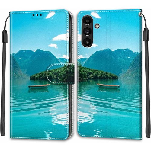 Kal-Coque Samsung Galaxy A54 5g, Housse Samsung A54 5g, Etui Premium Housse En Cuir Pochette Protection Portefeuille Rabat Clapet Case Porte Carte Magnétique Étui Antichoc Cover (Bateau)