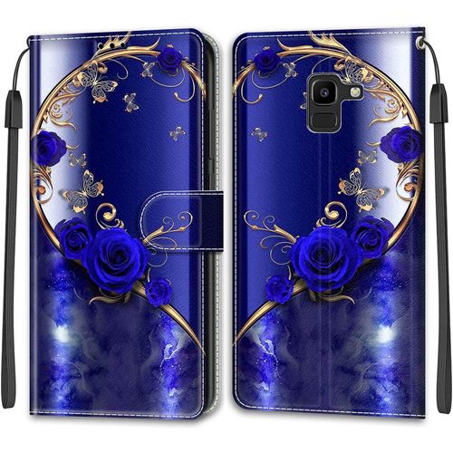 Kal-Coque Samsung Galaxy J6 2018/J600, Housse Samsung J6 2018/J600, Etui Housse En Cuir Pochette Protection Portefeuille Rabat Clapet Case Porte Carte Magnétique Étui Antichoc Cover (Papillon 1)