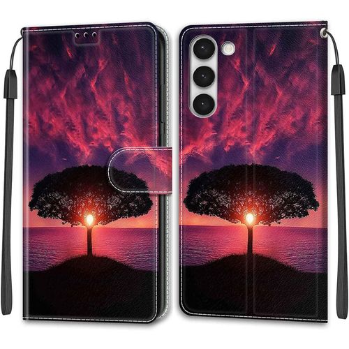 Kal-Coque Samsung Galaxy S23 Plus, Housse Samsung S23 Plus, Etui Premium Housse En Cuir Pochette Protection Portefeuille Rabat Clapet Case Porte Carte Magnétique Étui Antichoc Cover (Crépuscule)