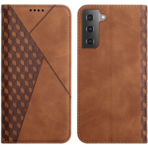Kal-Coque Pour Samsung Galaxy S24, Premium Flip Housse Étui Protection Rabat Clapet Portefeuille Phone Cover Magnétique [Porte Cartes] Antichoc Béquille Cover (Marron)