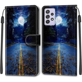 Kal-Coque Samsung Galaxy A52 4g/A52 5g/A52s 5g, Etui Premium Housse En Cuir Pochette Protection Portefeuille Rabat Clapet Case Porte Carte Magnétique Étui Antichoc Cover (Lune)