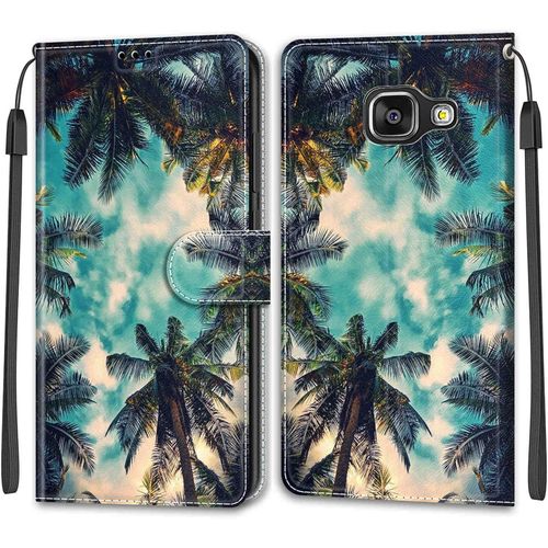 Kal-Coque Samsung Galaxy A310/A3 2016, Housse Samsung A310/A3 2016, Etui Housse En Cuir Pochette Protection Portefeuille Rabat Clapet Case Porte Carte Magnétique Étui Antichoc Cover (Arbre)
