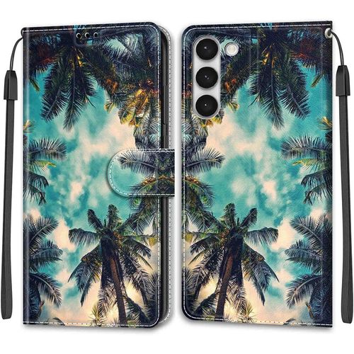 Kal-Coque Samsung Galaxy S23 Plus, Housse Samsung S23 Plus, Etui Premium Housse En Cuir Pochette Protection Portefeuille Rabat Clapet Case Porte Carte Magnétique Étui Antichoc Cover (Arbre)