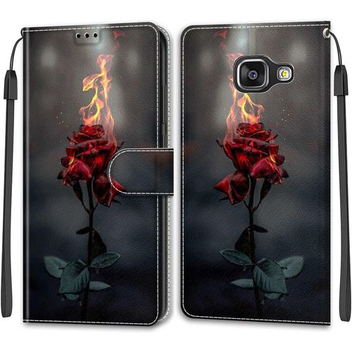 Kal-Coque Samsung Galaxy A310/A3 2016, Housse Samsung A310/A3 2016, Etui Housse En Cuir Pochette Protection Portefeuille Rabat Clapet Case Porte Carte Magnétique Étui Antichoc Cover (Rose)