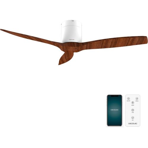 Ventilateur De Plafond Avec Lumière Energysilence Aero 5500 Aqua Whitedarkwood Connected. 40 W, Diamètre 132 Cm, Wi-Fi, Protection Ip44 Et Minuterie, 6 Vitesses Et 3 Pales, Été/Hiv[VEN750327]