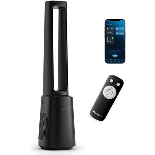 Ir Ventilateur Colonne Purificateur D'Air, Ventilateur Sans Pale 105Cm Silencieux, Filtre Hepa, Wi-Fi, Télécommande, 10 Vitesses, Ecran Led, Oscillation 75°, Ventilateur Sans Lame[VEN750310]