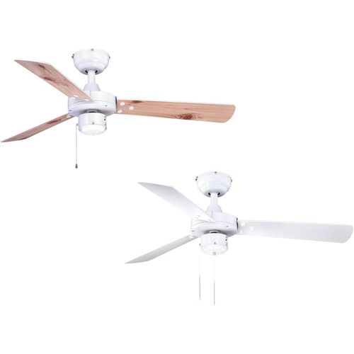 Ventilateur De Plafond Avec Éclairage Et Interrupteur À Tirette Cyrus 107 Cm, Métal, Blanc, 107 X 107 X 39 Cm 55Watts 240Volts Fn44477N[VEN750822]