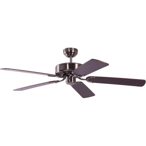 Ventilateur De Plafond Sans Éclairage Potkuri, Argent Patiné, Pâles Réversibles Acajou / Osier, 132 Cm[VEN750549]