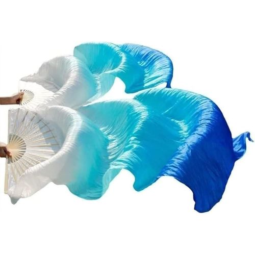 Pour Les Fans De La Robe De Soie De Danse Du Ventre, 1 Paire (Gauche + Oite) De La Longue Robe De Fan De Soie De Bambou De Soie, 1.5m Pour Les Fans De Soie De Danse Du Ventre (Bleu[Ven750931]