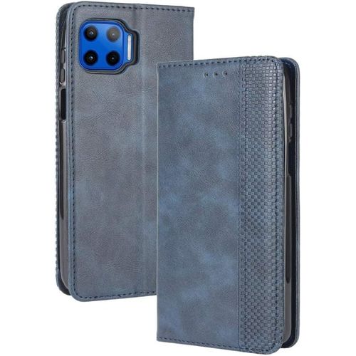 Kal-Housse Pour Telephone Motorola Moto G 5g Plus Etui, Pu/Tpu Retourner Cuir Coque Magnétique Portefeuille, Bleu