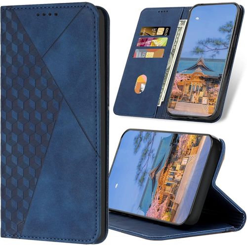 Kal-Coque Pour Xiaomi Redmi 10c 4g, Premium En Cuir Pu À Rabat Flip Housse Pochette Étui Protection Pour Redmi 10c 4g, Bleu