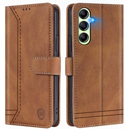 Kal-Coque Pour Samsung Galaxy A24 Coque, Etui Protection Housse Premium En Cuir Pu,Pochette Fermeture Magnétique,Flip Case Compatible Avec Samsung Galaxy A24 (Brun)
