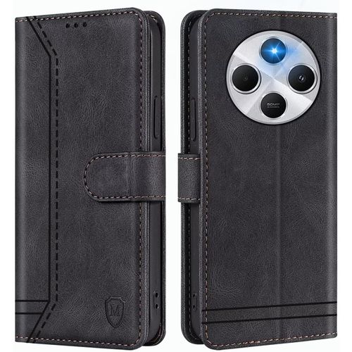 Kal-Coque Pour Xiaomi Redmi 14c Coque, Etui Protection Housse Premium En Cuir Pu,Pochette Fermeture Magnétique,Flip Case Compatible Avec Xiaomi Redmi 14c (Noir)
