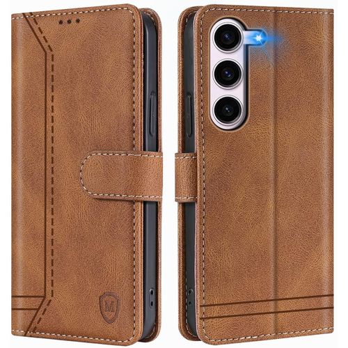 Kal-Coque Pour Samsung Galaxy S23 Plus Coque, Etui Protection Housse Premium En Cuir Pu,Pochette Fermeture Magnétique,Flip Case Compatible Avec Samsung Galaxy S23 Plus (Brun)