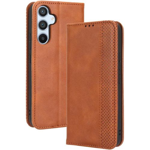 Kal-Housse Pour Telephone Samsung Galaxy A54 5g Etui, Pu/Tpu Retourner Cuir Coque Magnétique Portefeuille, Marron